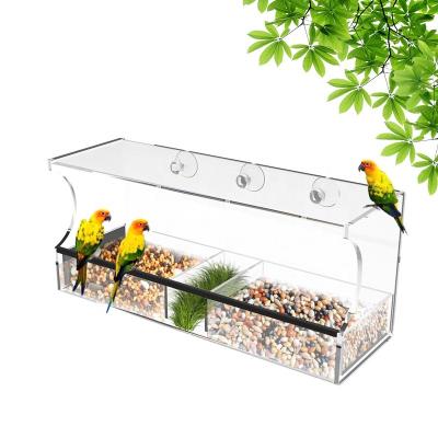 China Transparent Acrylic Bird Feeder Window Bird Hanging Bird Feeder High for sale