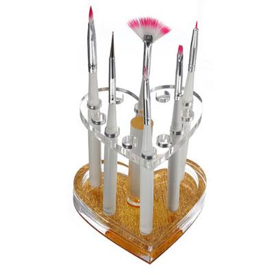 China 12 Holes Durable Makeup Pen Holder Gold Stand Display Acrylic Heart Shape Cosmetic Brush Holder for sale