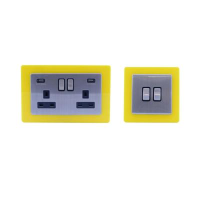 China Sturdy Lucite Single Socket Receptacle Lamp Double Light Switch Acrylic Finger Panel for sale