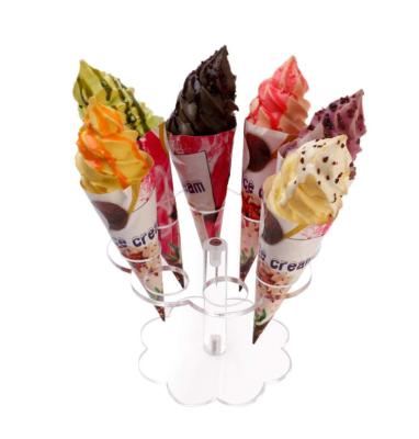 China 8 Holder Eco-friendly Acrylic Clear Ice Cream Cone Holder Stand for sale