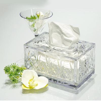 China Wholesale Custom Printed Square Crystal Acrylic Christmas Valentine Business Unbreakab PC Traditional Polycarbonate Holder Napkin Box Tissue for sale