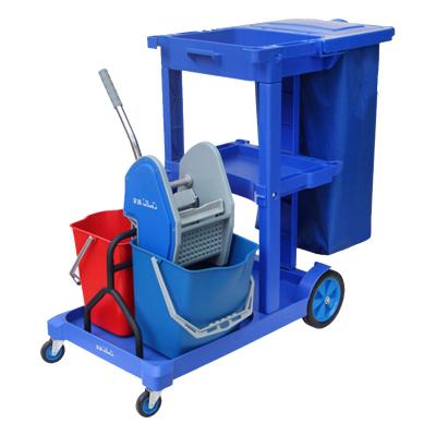 China Other factory wholesale blue multifunctional hotel household plastic cleaning cart D-11-1C/service cart with lid for sale