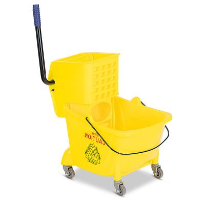 China Yellow Hotel Household Yellow Mop Wringer Mop Wash Bucket Floor Mop Viable Bucket Thickened Water Squeeze 24L Equipment Tool Car Cleaning for sale