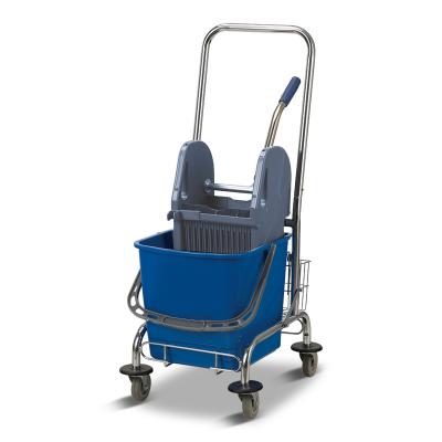 China 1 stocked plastic bucke mop wringer bucket with 4 wheels 23L bucket cleaning mop for hotel and hospital for sale