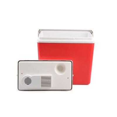 China 23L DC Outdoor Camping Car Electric Thermoelectric Red Mini DC Portable Fridge for sale