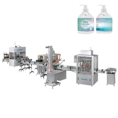 China Food Detergents Gel Alcohol Liquid Sanitizer Filling Capping Labeling Line for sale