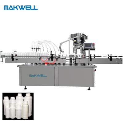 China Automatic Pesticide Liquid Bottle Filling Machine Food Pesticide Capping Sealing Labeling Machine for sale