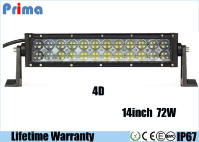 China 4D 14 Inch UTV LED Light Bar , 6000K - 6500K Cool White 72 Watt Waterproof LED Light Bar  for sale