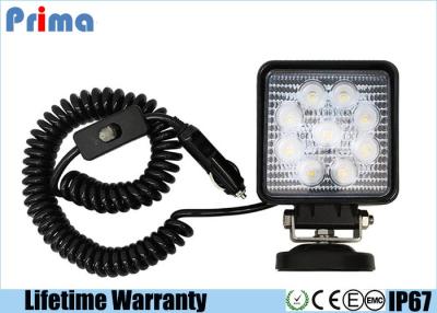 China Square Magnet Base LED Work Lights 27W Power IP67 Waterproof 6000K Cool White for sale