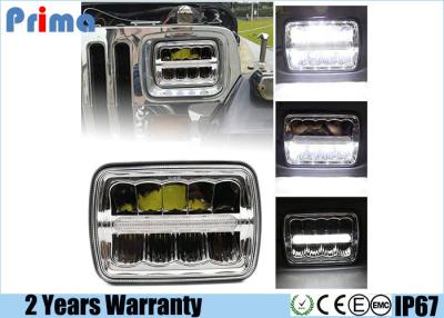 China LED Headlights 7X6 Rectangle LED Headlight Repalcement 45W Hi/Lo Beam DRL for Jeep Wrangler YJ Cherokee XJ Trucks 4x4 for sale