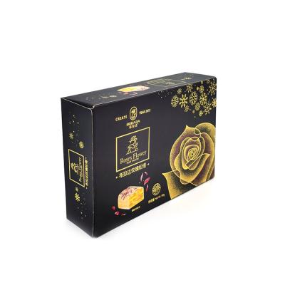 China Custom Waterproof Chocolate Food Box Packaging 300g Gold Black Cardboard Gift Paper Boxes For Rose Truffle Chocolate Packaging for sale