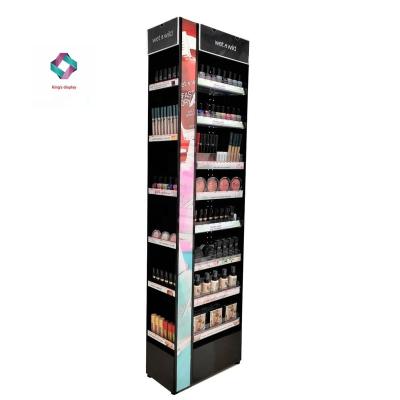 China Steel & Plastic & Wood Save on shipping cost for small two side displays open shelf nail polish display rack cosmetics show showcase for sale