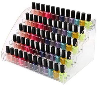 China Wholesale 5 Tiers Plastic Clear Acrylic Organizer Holder Display Stands Nail Polish Organizer Cosmetic Displays for sale