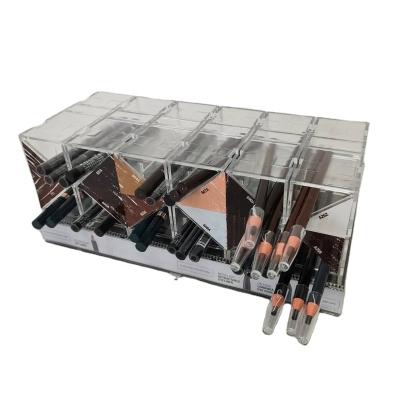 China Steel And Plastic Adjustable Pencil Cubby For Cosmetic Makeup Retail Display Stand Showcase for sale