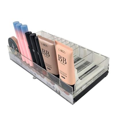 China Popular Cosmetic Display Tray Novelty Pusher Shelf Divider Open Shelf Display Cosmetic Tray for sale