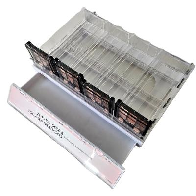 China Modular Steel And Plastic Cosmetic Holder Accessories Display Unit Display Wall Peg Cosmetic Tray With Pusher for sale