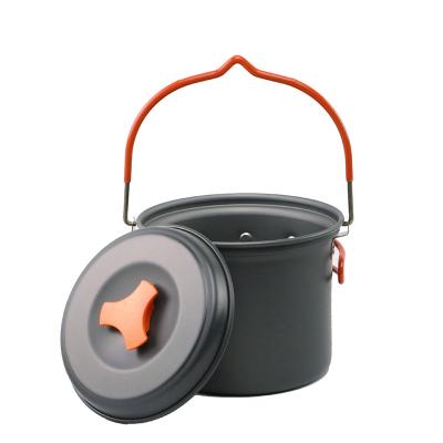 China Outdoor Cooking Ultralight Portable Hanging Pot With Lid And Foldable Handle Outdoor Camping Hike Backpacking for sale