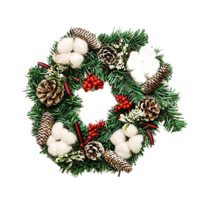 China Eco-Friendly KERVINO Christmas Natural Pine Cone and Berry Decorated Wreath for sale