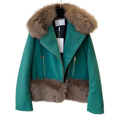 China Hot New Design Women's Cashmere Wool Coat Fox Fur Collar Winter Jacket Fashion Woolen Coat for sale