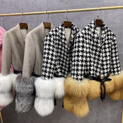 China Winter Thick Fur Women's Fashionable Jacket Wool Houndstooth Coat Anti-wrinkle Cashmere Fox Coat for sale