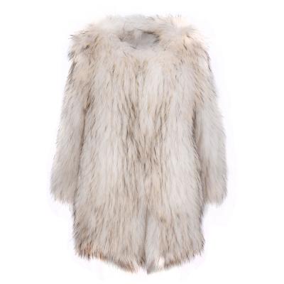 China New factory direct wholesale viable knitted real fur coat women warm raccoon fur jacket for sale