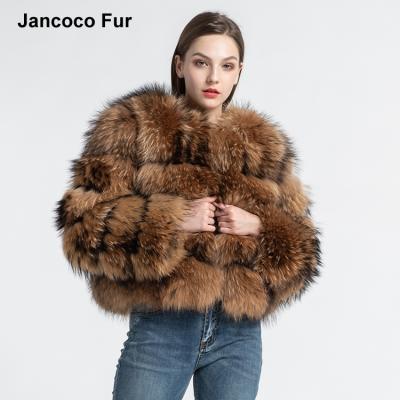 China New Design Real Raccoon Fur Coat Women Winter Natural Fur S7374 Thick Warm Jacket Good Quality Viable Coat for sale