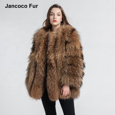 China 2021 Genuine Genuine Plus Size Raccoon Fur Coat Women Winter Luxury Fur Jacket Fashion for sale