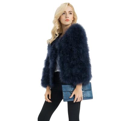 China 2021 Winter Sale Warm Breathable Real Fur Jacket Ostrich Black Warm Fur Coat For Women for sale