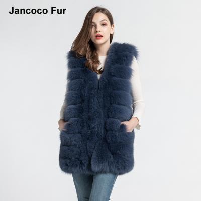 China Viable Women's New Fashion Fur Vest Winter Fox Fur Real Vests Long Style Natural Fur Vest S7558 for sale