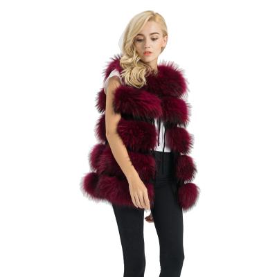 China New Real Fur Vest Women's Breathable Genuine Raccoon Fur Waistcoat Winter Fashion Coat Long for sale