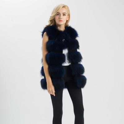 China Wholesale Breathable Real Raccoon Fur Fluffy Fur Vest Fashion Long Waistcoat Women Vest for sale