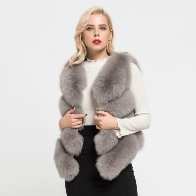 China Winter Women's Hot Sale Fur Vest 4 Real Breathable Warm Real Fur Vest Rows Fox Fur Vest for sale