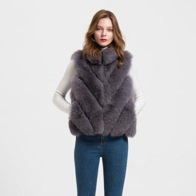 China 100% Real Fox Fur Vest Fashion Women's Fox Fur Vest Tangerine Collar Breathable Vest 100% for sale