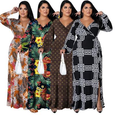 China 2022 Viable Newcomers Autumn Digital African Print Kitenge Designs Traditional Maxi Casual Dresses Women Plus Size Dresses for sale