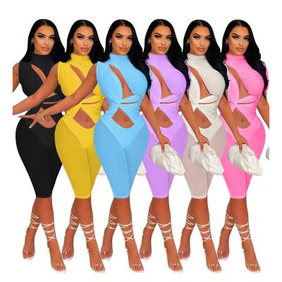 China Anti-pilling jumpsuits 2022 fashion women clothing one piece sexy turtle neck sleeveless stretch ties pleated overalls for women for sale