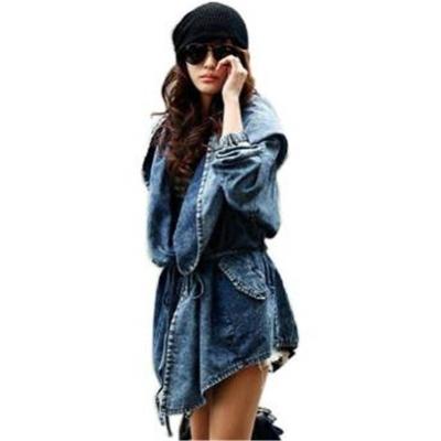 China 2022 QUICK DRY Newest Style Long Sleeve Lady Hooded Jeans Jacket Denim Jean Jacket Women Blue Fashion Denim Shirt for sale