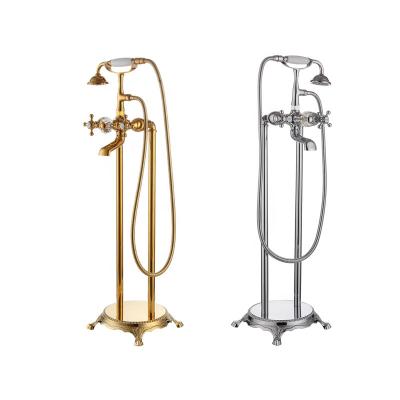 China Without diverter luxury design most popular factory price all brass gold shower faucet for freestanding bathtub for sale