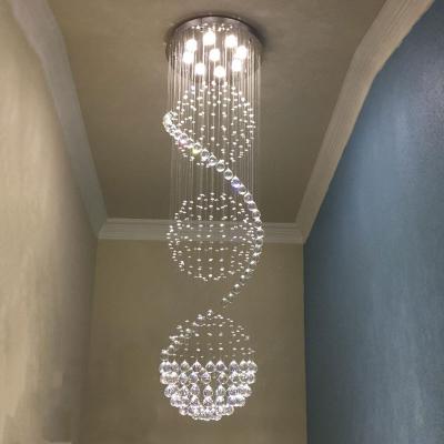 China Modern Modern Spiral Long Life Crystal Chandeliers Lighting Indoor LED Fixture for Staircase Staircase Chandeliers for sale