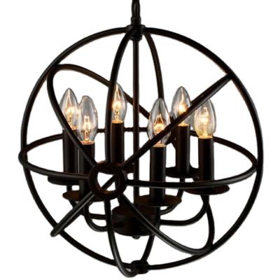 China Nordic Free Shipping 6 Arm Birdcage Chandelier Light Vintage Attic Globe Lamp Modern Retro Chandelier for sale