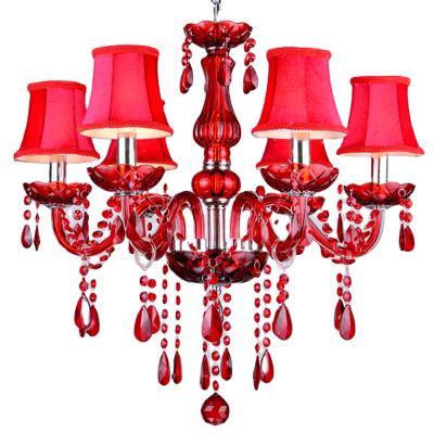 China Modern Red Crystal Chandeliers Light Fixture Lamparas De Lustres De Teto Chandelier Lamp Shades For Dining Lights for sale