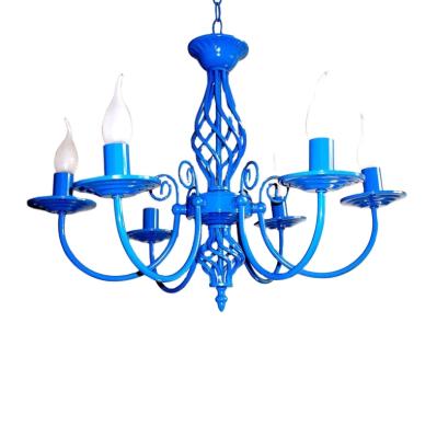 China Home Chandeliers Lighting Fixtures E14 110-240V Mediterranean Sea Iron Modern Simple Blue Living Room Decor Chandeliers for sale