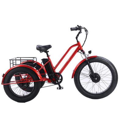 China Front 24 Rear 20 Snow Tire Electric Tricycle With SHIMANO Rear 7-Speed And 48V15A Battery for sale