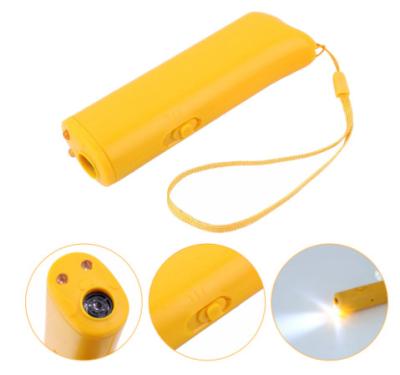 China Plastic Portable Ultrasonic Dog Reflector Pet Training Equipment Dual Speaker Black And Yellow Color Trainer for sale