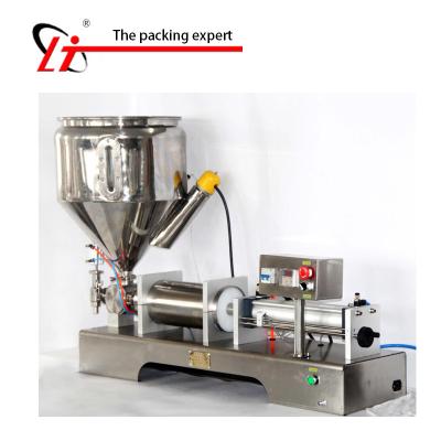 China Honey Sour Cream Chocolate Beverage Heating Juice Sauce Jam Filler Paste Hot Filling Machine, Pneumatic Piston Filler with Heating Hopper for sale