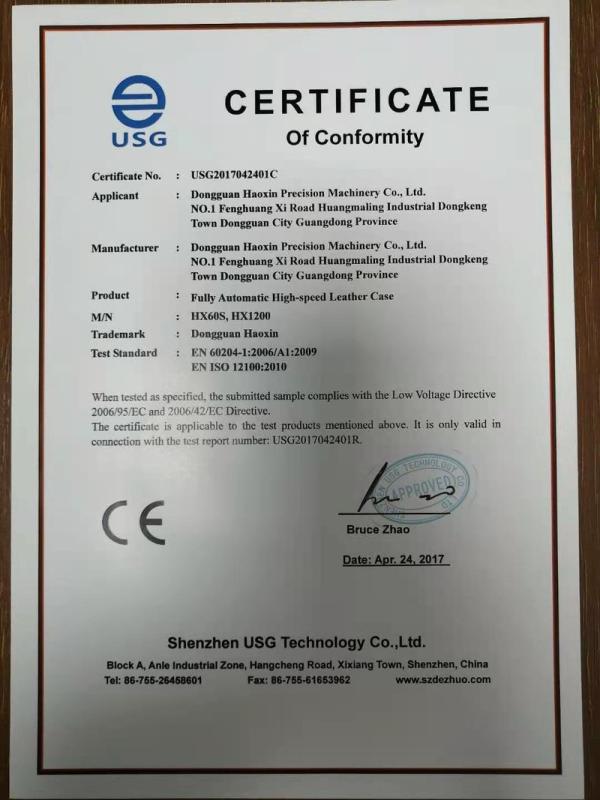 CE - Dongguan Haoxin Precision Machinery Co., Ltd.