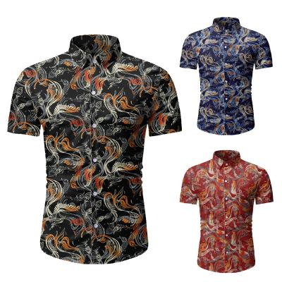 China Spring Shirt Cotton/Bamboo Fiber Mens Hawaiian Short Sleeve Floral Shirt New And Summer Mens Beach for sale