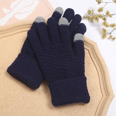 China Anti-heat gloves women winter plus velvet thickening Korean version of the touch screen cold-proof cute warm woolen knitted gloves for sale