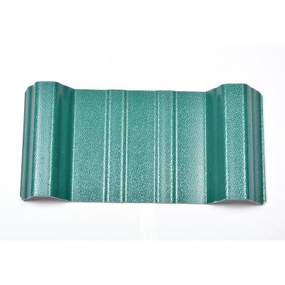 China 840mm Roofing Material Types ASA Coated PVC Plastic Roof Tile Galvanized Trapezoid Roof Tiles for sale