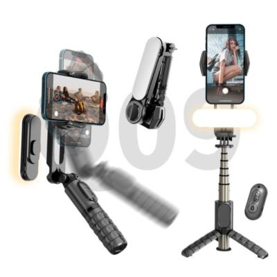 China Fold Single Axis Selfie Stick BT Gimbal Wireless Stabilizer Q09 Anti-shakeTripod With Led Fill Light Selfie Stick for sale