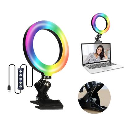 China Mini 6inch LED RGB Ring Light Stick Video Photography Lamp Fill Light For Laptop Desk Selfie With Tripod Clip On for sale